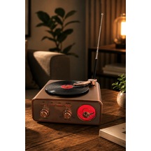Meier Md-1217bt Kahverengi Nostaljik Görünümlü Bluetooth Hoparlör Ve 3 Bantlı Şarjlı Radyo
