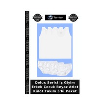 Terrien Delux Serisi İç Giyim Erkek Çocuk Beyaz Atlet Külot Takım 3'lü Paket