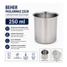 Beher Paslanmaz Çelik 250 Ml - Laboratuvar Ölçü Kabı