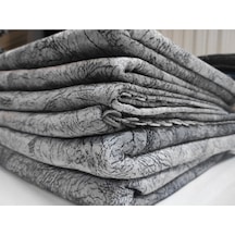 Süngerli Koltuk Çekyat Örtüsü Damar Desenli Parlak Gri