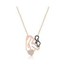 Papatya Silver Anne Çocuk Kalp Kolye Nano Zirkon Rose Gold Kaplama Gümüş UVPS100534