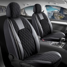 Mitsubishi Attrage Deri Detaylı Oto Koltuk Kılıfı Chester Serisi Siyah Beyaz