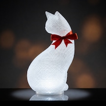 B&b Kedi Figürlü Dekoratif Masa Lambası Usb Bağlantılı Beyaz Işıklı Şeffaf