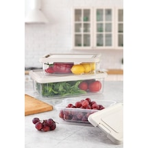 Infınıty Saklama Kabı Seti 3 Lü Set 1,5 Lt, 3lt, 6 Lt Krem