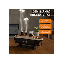 Led Işıklı Gemi Tasarımlı Buhar Makinesi Ortam Nemlendirici & Aromaterapi Kahverengi - 784000170