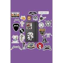 Metallica Rock Sticker Paketi/bullet Journal Defter Çıkartma Ajanda Laptop Etiket Altın - Siyah