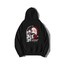 Brz Collection Unisex Oversize Shut Up Hoodie-siyah Siyah