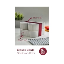 Vienev 3'lü Elastik Bantlı İstiflenebilir Pratik Saklama Kabı Seti 2x 1100 Ml 1x 2600 Ml Gri