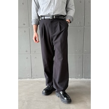Erkek Baggy Fit Gabardin Kumaş Pantolon Siyah
