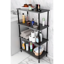 Çevir Kur Kolay Kurulum 4 Katlı Banyo Rafı Metal Gövdeli Çok Amaçlı Organizer Stand Banyo Dolabı Antrasit
