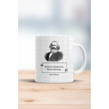 Karl Marx Dininiz Imanınız Para Olmuş Esprili Kupa Bardak Beyaz