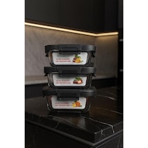3 Adet 370 Ml Sızdırmaz Isıya Dayanıklı Cam Saklama Kabı