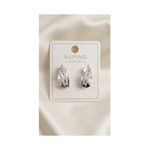 Xuping 14k Gold Rengi Kuyumcu İsçiligi Modern Tasarim Tas Detay Kararmaz Kadin Halka Küpe Yeşil - 926433105 Yeşil