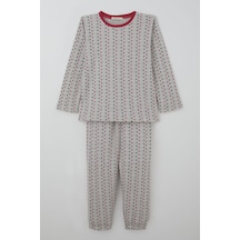 Breeze Kız Çocuk Pijama Takımı Renkli Puantiye Desenli 4-8 Yaş, Açık Gri Melanj Açık Gri Melanj