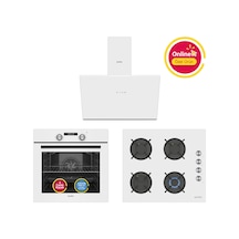 Simfer 4 Fonksiyon Trend Dijital Beyaz Power Turbo 3'lü Ankastre Set (Fırın + Ocak + Davlumbaz)
