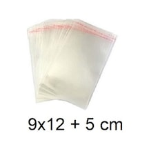 Bantlı Şeffaf Jelatin Torba Yapışkanlı Poşet 100 Adet 9X12 + 5 CM