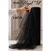 Azra Kına Siyah Hayal Süsleme Tülü, 3 Metre, Nişan Tülü Bohça Tülü, Gelin Damat Düğün Konvoy Kapı Valiz Süsleme, Hayal Tül, Hediye Süsü, 300 Cm