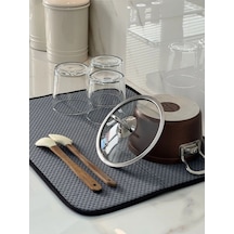 Bulaşık Matı,bulaşık Kurutma Örtüsü,kurulama Bezi,tezgah Üstü Bulaşıklık 36x 45 Cm Plastik Gri Diğer