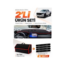 Foton Tunland V9 2025-sonrası Uyumlu Torpido Örtüsü + Tay Tüyü Bagaj Çantası Seti - Siyah Kırmızı