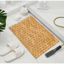 Bambu Kaydırmaz Banyo Matı Bambu Paspas 40x66 Cm Açık Kahve