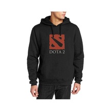 Dota Baskılı Siyah Erkek Kapşonlu Sweatshirt