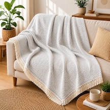Tr Premium Pamuklu Lilyana Koltuk Örtüsü 170x210 Cm, Çift Taraflı Dekoratif Şal, Tekli, Üçlü, Kanepe, Çekyat V Genel