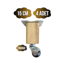 Kale Ahşap Top Tekerli Ayak Mobilya Masa Dolap Tekerli Ayağı Frensiz 15cm Ceviz Ağacı 4 Adet Açık Ceviz