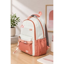 Unisex Ortaokul Lise Okul Sırt Çantası 16 İnç Laptop Bölmeli Soft Kumaş Hafif Pembe