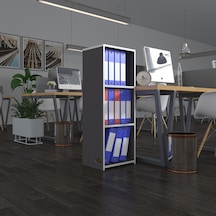 Kenzlife Klasörlük Raflı Almakay Gri 105 40 30 Kitaplık Ofis Arkalıksız Çok Renkli