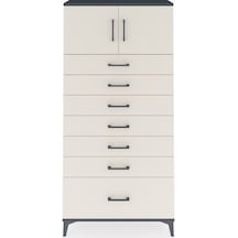 Arges Dolap Tek Raflı 7 Çekmeceli 2 Kapaklı 88x30x182 Antrasit-aytaşı Antrasit