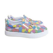 Renkli Hakiki Deri Taşlı Toka Detaylı Ultra Hafif Sneaker Çok Renkli