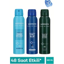Watsons 3 Lü Erkek Deodorant Seti Chill Blue Pudralı+wild Wind+fresh Splash Pudrasız 150ml