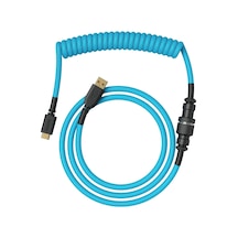 Gaming Premium Coiled Klavye Kablosu - Altın Kaplama Usb-a Pc Usb-c Klavye , Kablo Karışıklığına Karşı Koruma, Çift Örgülü Kılıf, 5 Kutuplu Aviator Fiş - Electric Blue