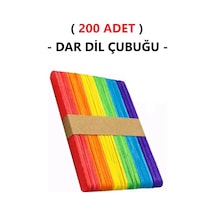 200 Adet Renkli Dar İnce Dil Çubuğu Ahşap Dondurma Çubuğu Renkli Maket Hobi Okul Proje Tasarım