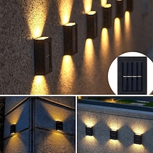 4 Ledli Solar Çift Taraflı Duvar Lambası Güneş Enerjili Aydınlatma Dekorasyon Aplik Işık Çok Renkli