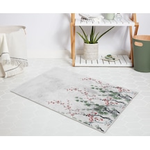 Banyo Halısı Dijital Baskılı Banyo Paspası 50x80 Polyester Kaymaz Tabanlı Duş Paspası 7766 Beyaz