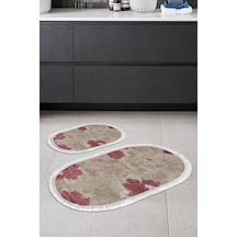 Eko Trend Djt 2 Li Yıkanabilir Kaymaz Taban Oval Banyo Paspas Klozet Takımı 660m Suluboya Bej 60 X 100 - 50 X 60 pudra