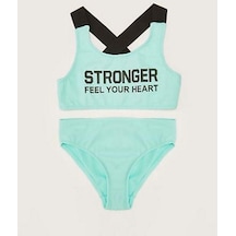 Deep Beach Yazı Baskılı Kız Çocuk Bikini Takım Db200773bt 001