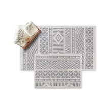 Bluenity Marina Doğal Pamuklu 2'li Banyo Kilim Seti 60x100+50x60 Cm - Gri