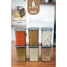 Silikon Kapaklı Erzak Bakliyat Saklama Kabı Kare Saklama Kutusu Seti 6 Adet 1300 ML