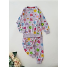 Miniğimin Cicileri Çiçek Desenli Penye Pijama Takımı - Mor
