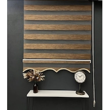 Kahve Bambu Zebra Stor Perde Etek Dilimli