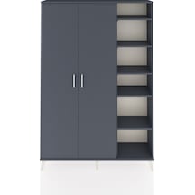 Arges Dolap 7 Raflı 2 Kapaklı Tek Askılı 132x30x195 Antrasit-antrasit/antrasit Antrasıt/antrasıt