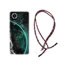 Huawei Nova 9 Kılıf Rasta Boyun Askılı Green World 1856 Siyah