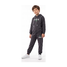 Toontoy Kids Toontoy Erkek Çocuk Kapüşonlu 98 Presen Baskılı Eşofman Takım Füme