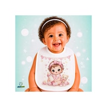 Biberonlu Bebek Keten Bebek Mama Önlüğü Yumuşak - Emici - Yıkanabilir - Özel Tasarım P014 Çok Renkli