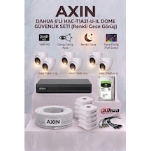 Dahua 6 Kameralı Dome Full Color Güvenlik Kamera Seti - 2.8mm Geniş Açı, 500 Gb Hdd, Akıllı Çift Işık - Gece Renkli