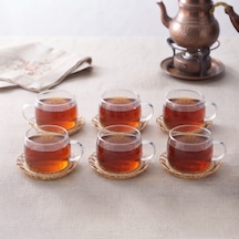 12 Parça El Yapımı Bambu Çay Seti - El Yapımı Bambu Bardak Altlığı - 6 Kişilik Fincan Takımı Diğer