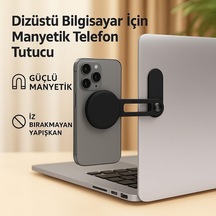 Polham Manyetik Telefon Tutucu Laptop, Araba Ekranı Ve Monitör Uyumlu Güçlü Mıknatıs, İz Bırakmayan Yapışkan, Katlanabilir Alüminyum 2 Mixed