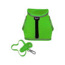 Çift Kilitli Sportif Kedi Köpek Göğüs Tasma Seti 30-38 Cm Small Yeşil Çok Renkli